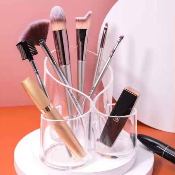 Clear Acrylic 3 Compartment Multipurpose Cosmetic Countertop Organizer, [Clear] - Picture 3 of 6